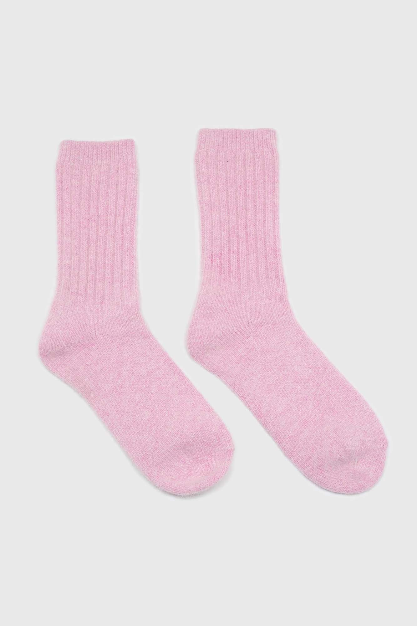 Pastel pink ribbed angora long socks