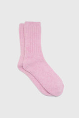 Pastel pink ribbed angora long socks