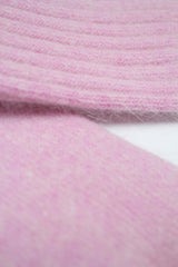 Pastel pink ribbed angora long socks