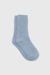 Sky blue large ribbed angora socks