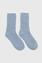 Sky blue large ribbed angora socks