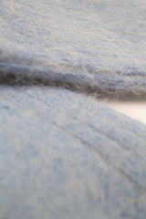Sky blue large ribbed angora socks