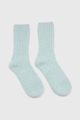 Mint green ribbed angora long socks