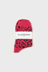 Hot pink and black leopard socks