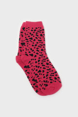Hot pink and black leopard socks