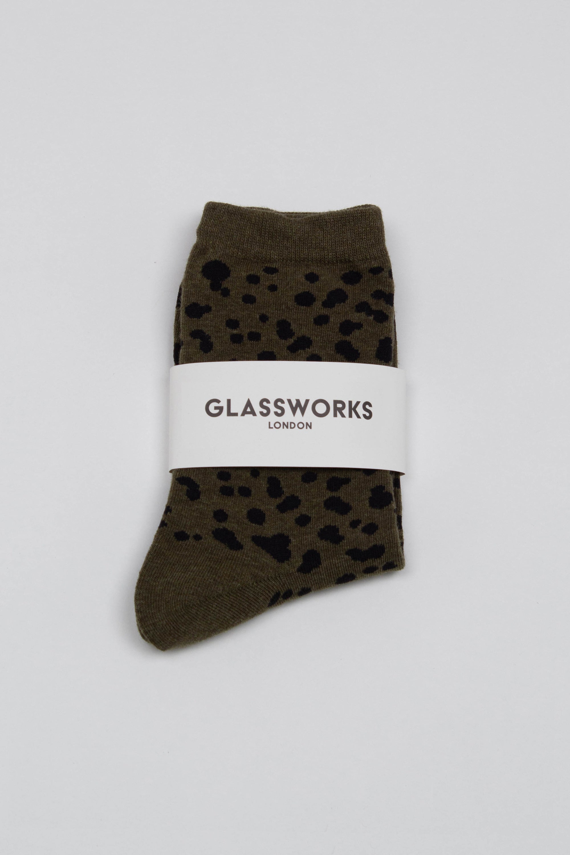 Khaki and black leopard socks