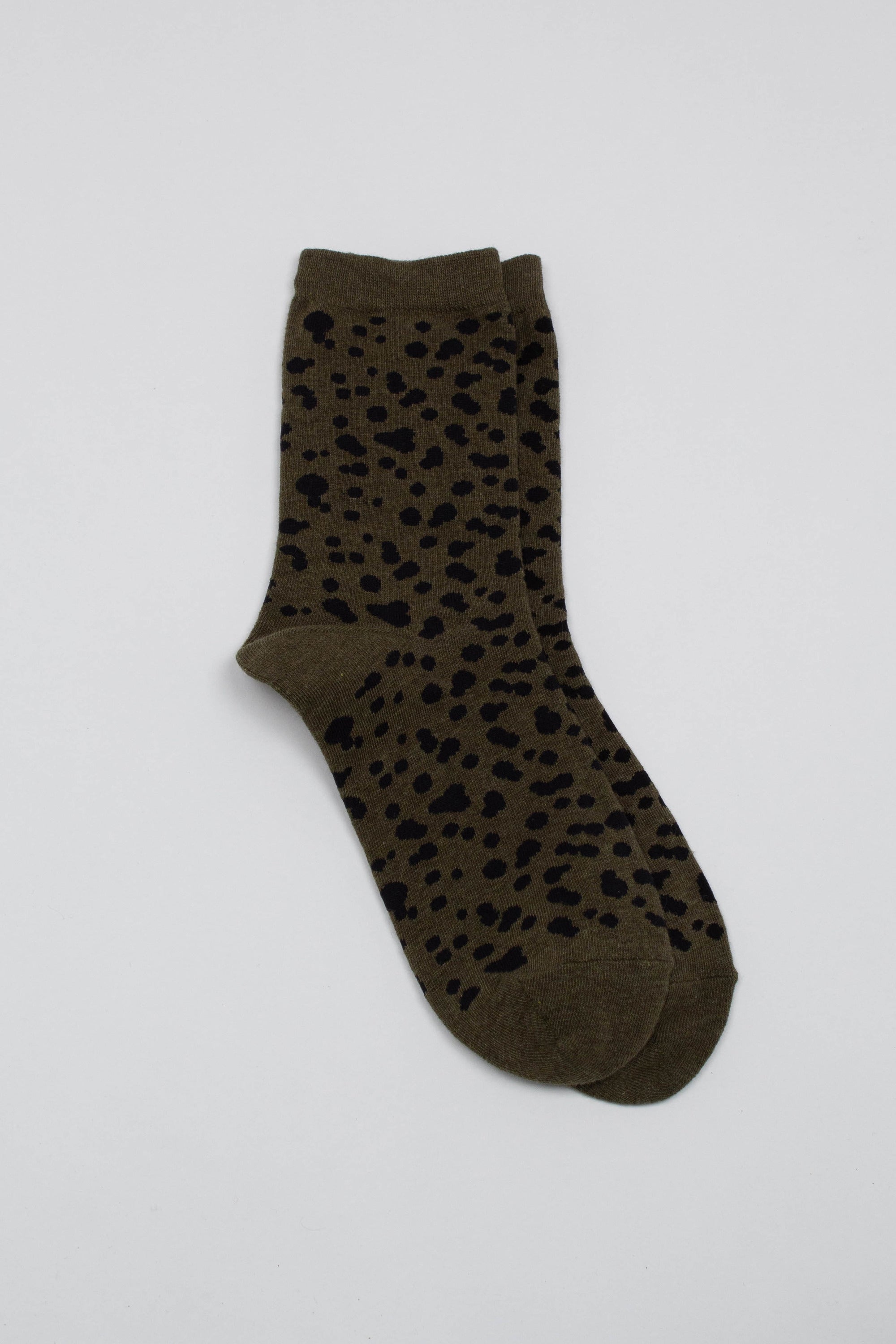 Khaki and black leopard socks