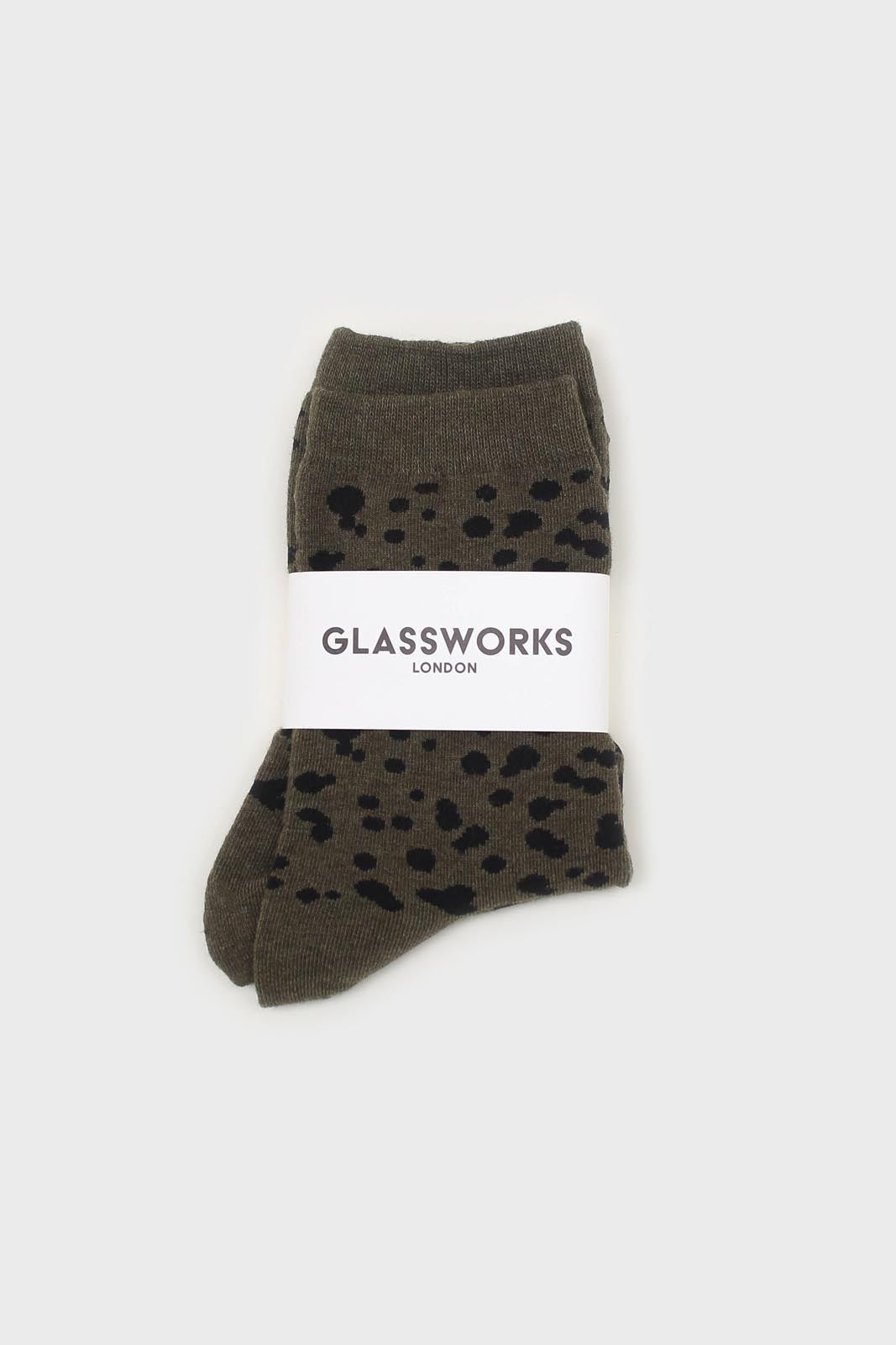 Khaki and black leopard socks