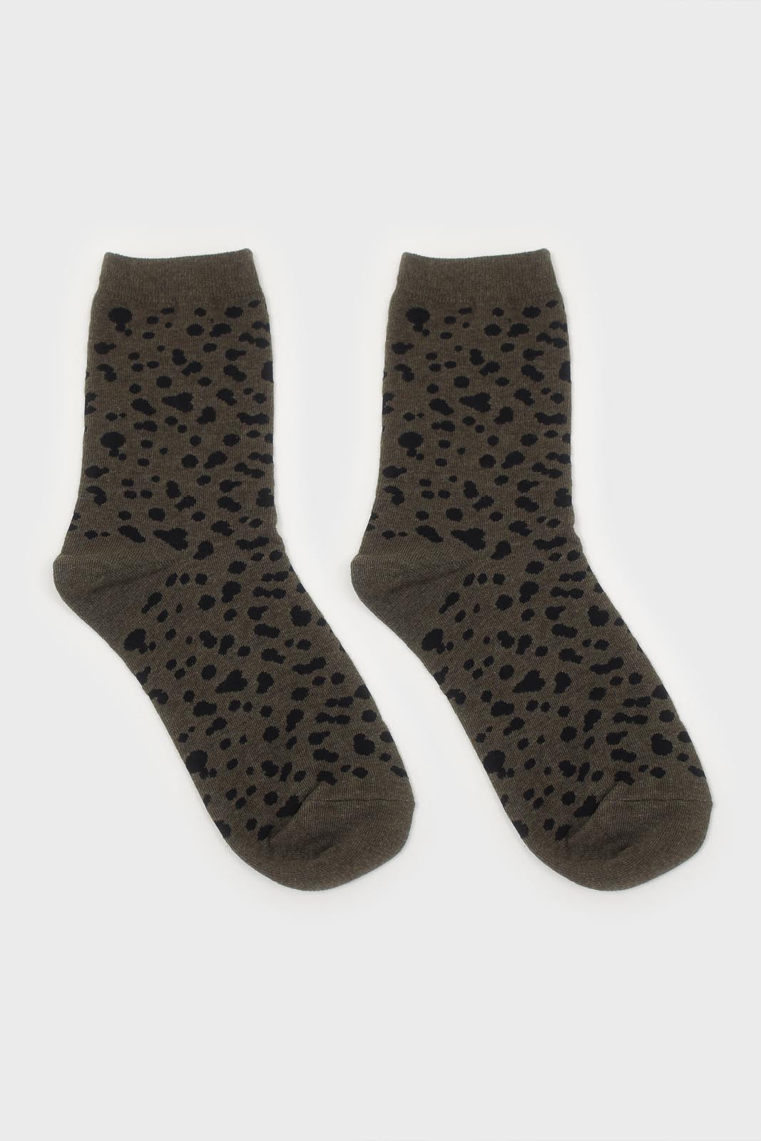 Khaki and black leopard socks