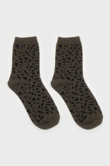 Khaki and black leopard socks