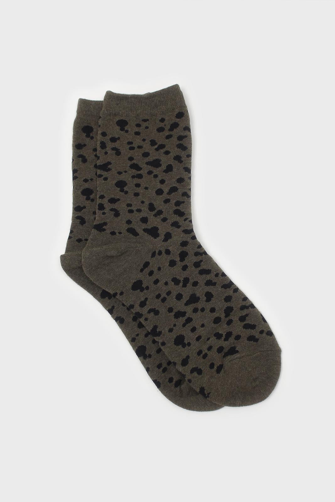Khaki and black leopard socks
