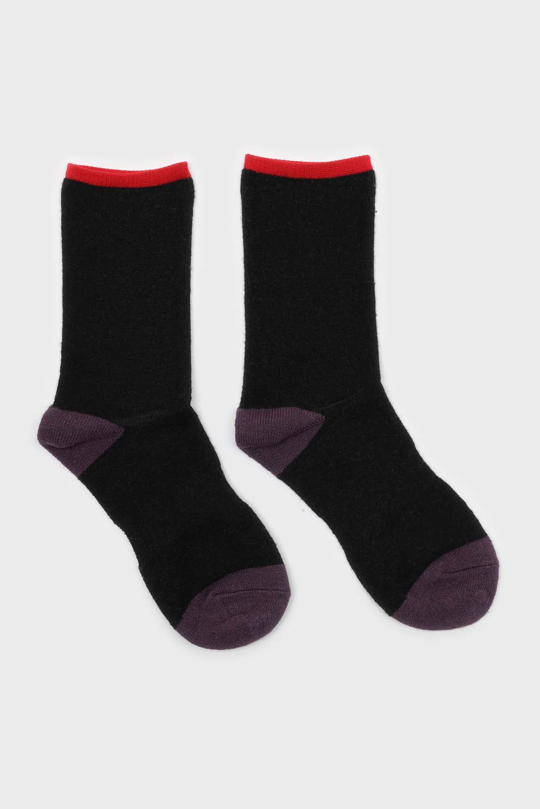Black and violet colorblock fleck long socks