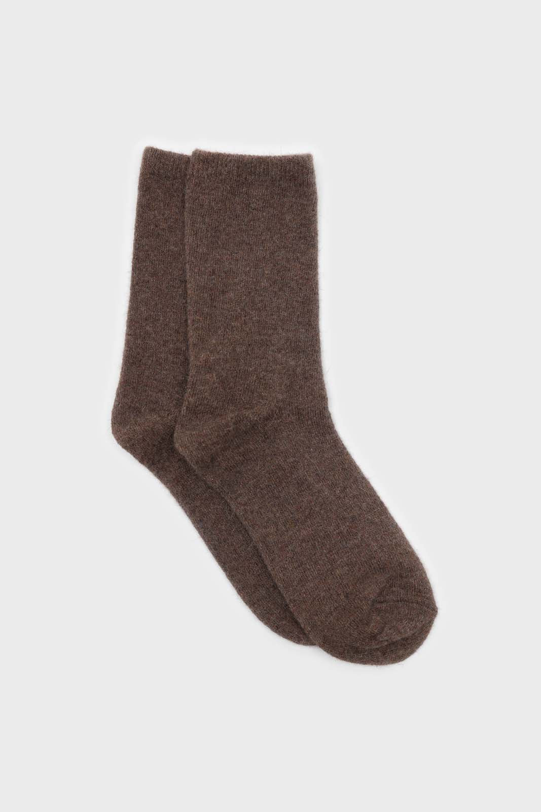 Brown smooth wool long socks