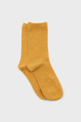 Yellow smooth wool long socks
