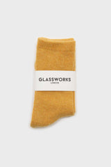 Yellow smooth wool long socks