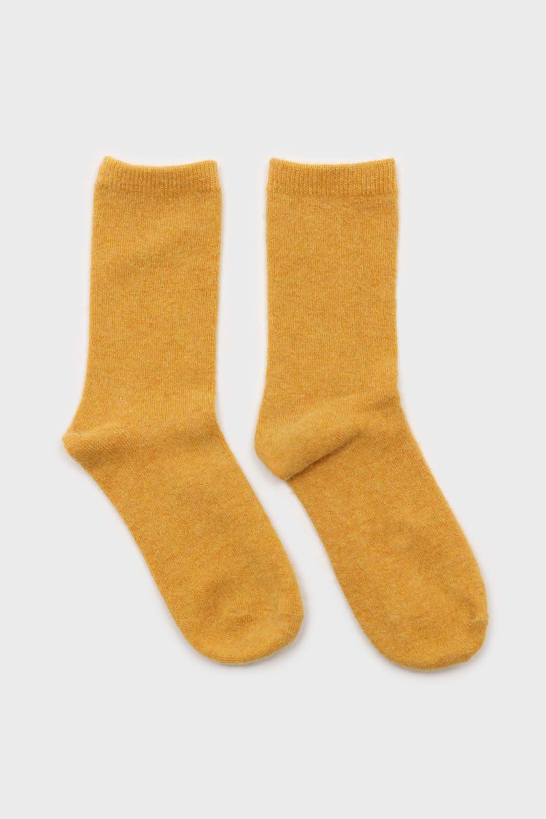 Yellow smooth wool long socks