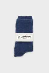 Blue smooth wool long socks