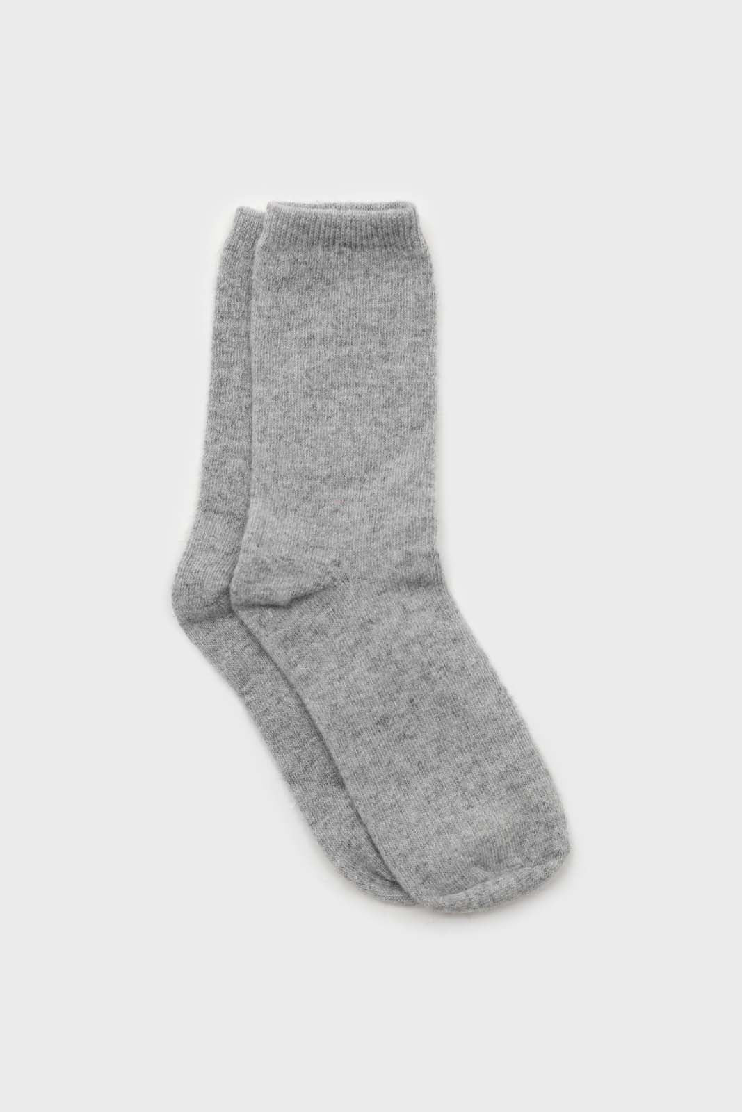 Light grey smooth wool long socks