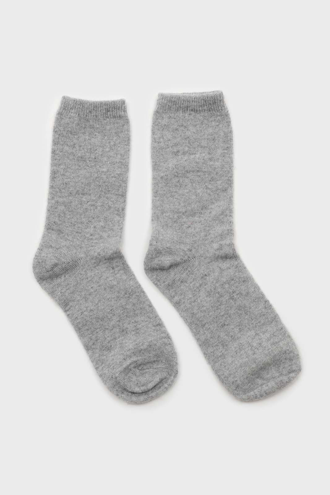 Light grey smooth wool long socks