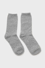 Light grey smooth wool long socks