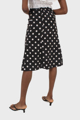 Black and white polka dots flare midi skirt