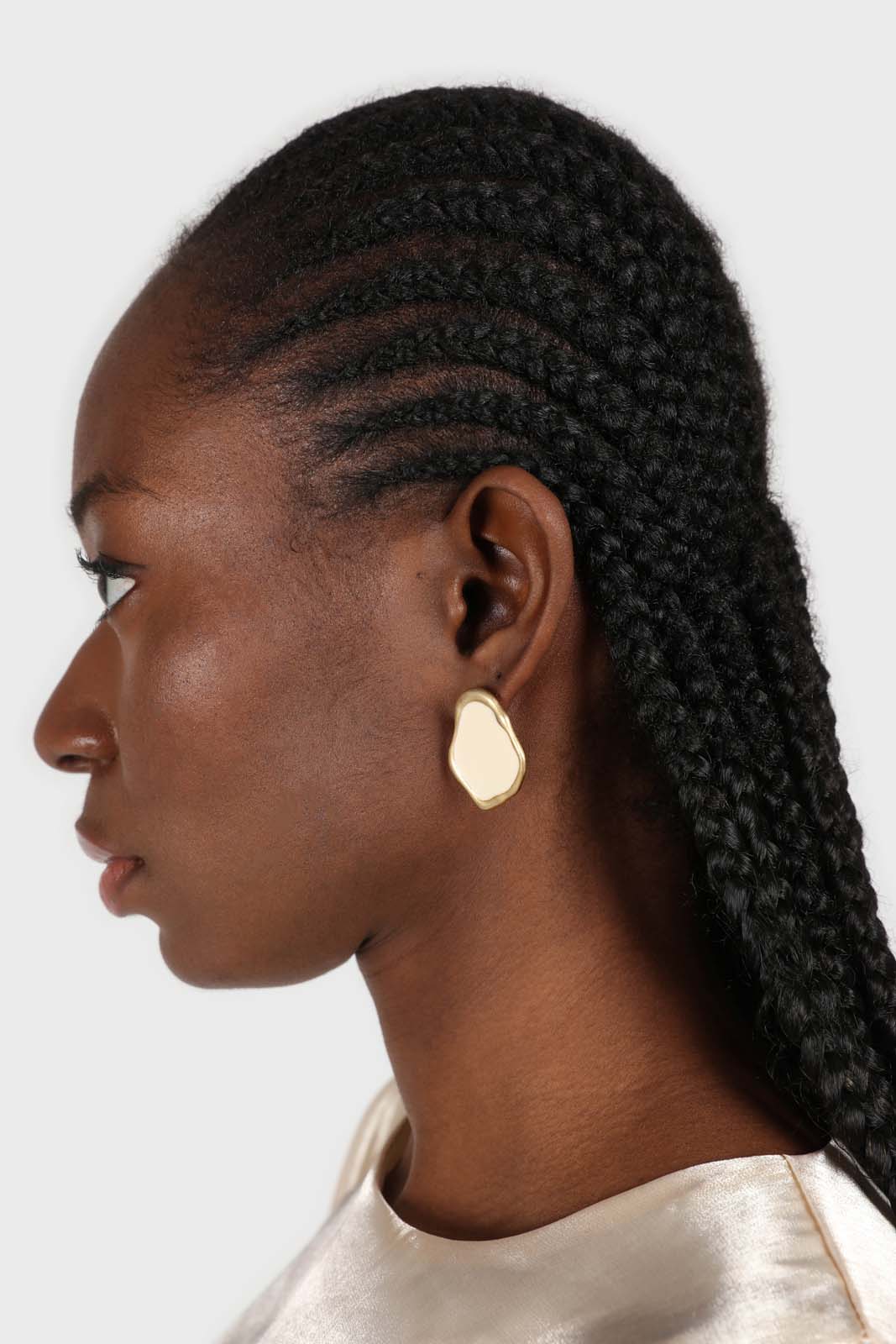 Gold and ivory irregular circle earrings