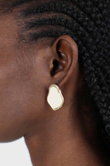 Gold and ivory irregular circle earrings