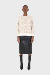 Ivory leopard soft fuzzy oversized sweatshirt