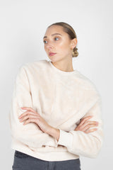 Ivory thick soft fuzzy oversized sweatshirt
