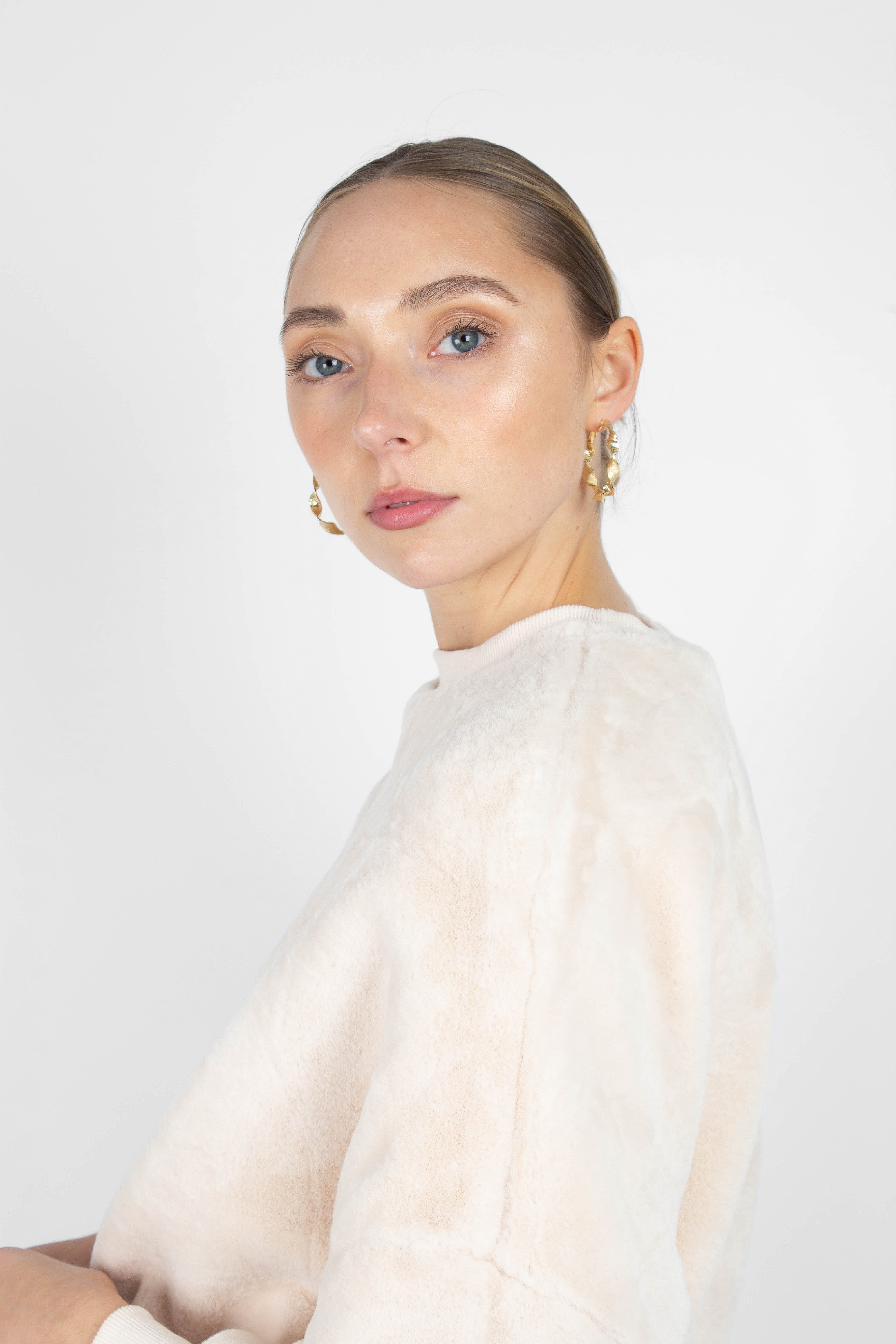 Ivory thick soft fuzzy oversized sweatshirt