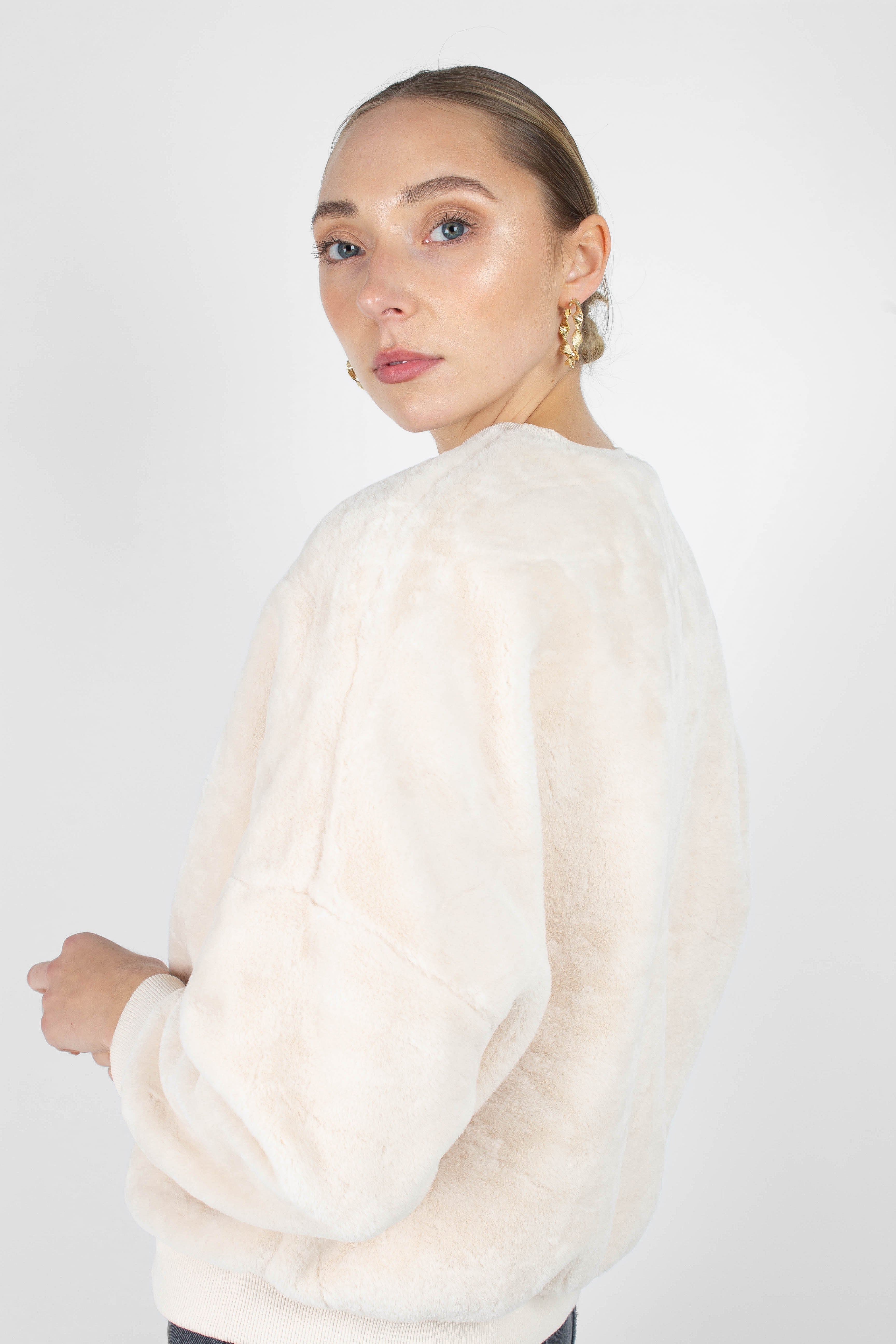 Ivory thick soft fuzzy oversized sweatshirt