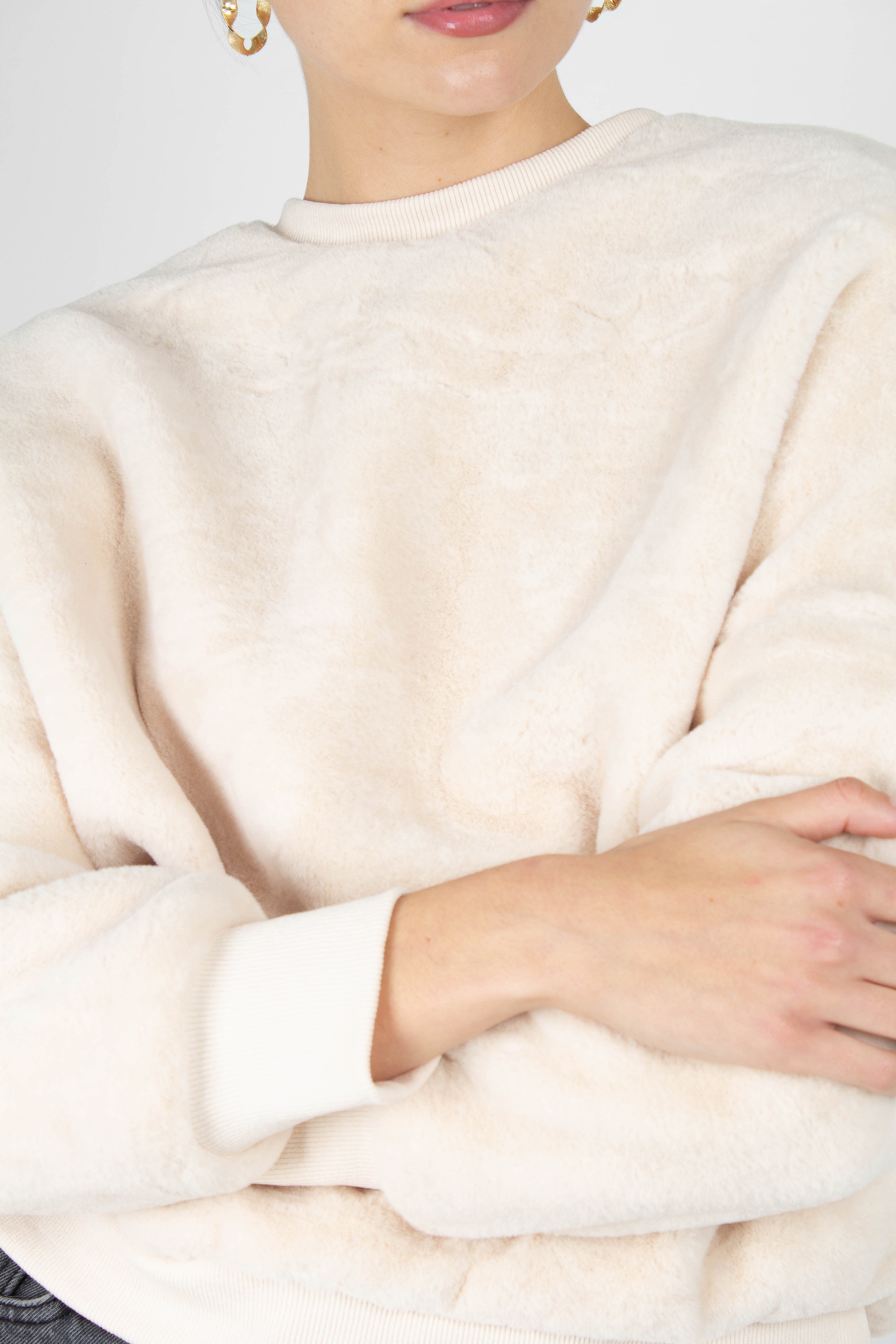 Ivory thick soft fuzzy oversized sweatshirt