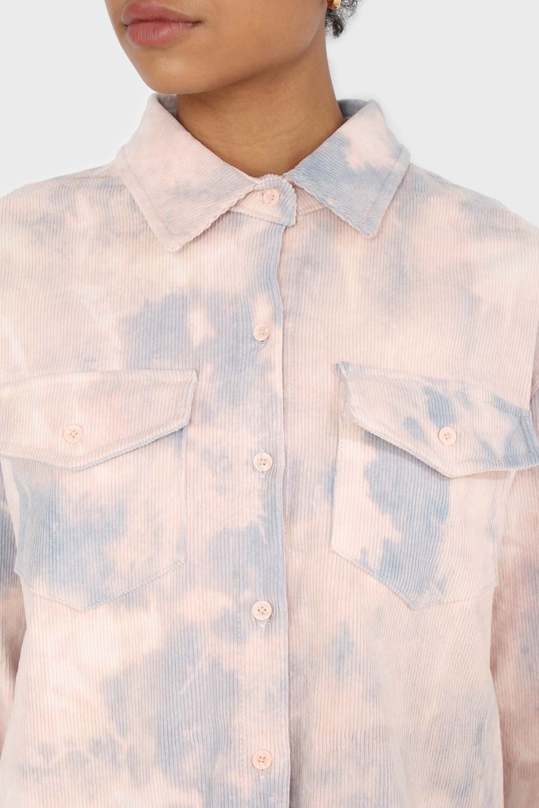 Pale pink and blue tie dye tie waist shirt jacket