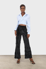 Black wrinkled loose fit trousers