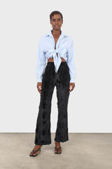 Black wrinkled loose fit trousers