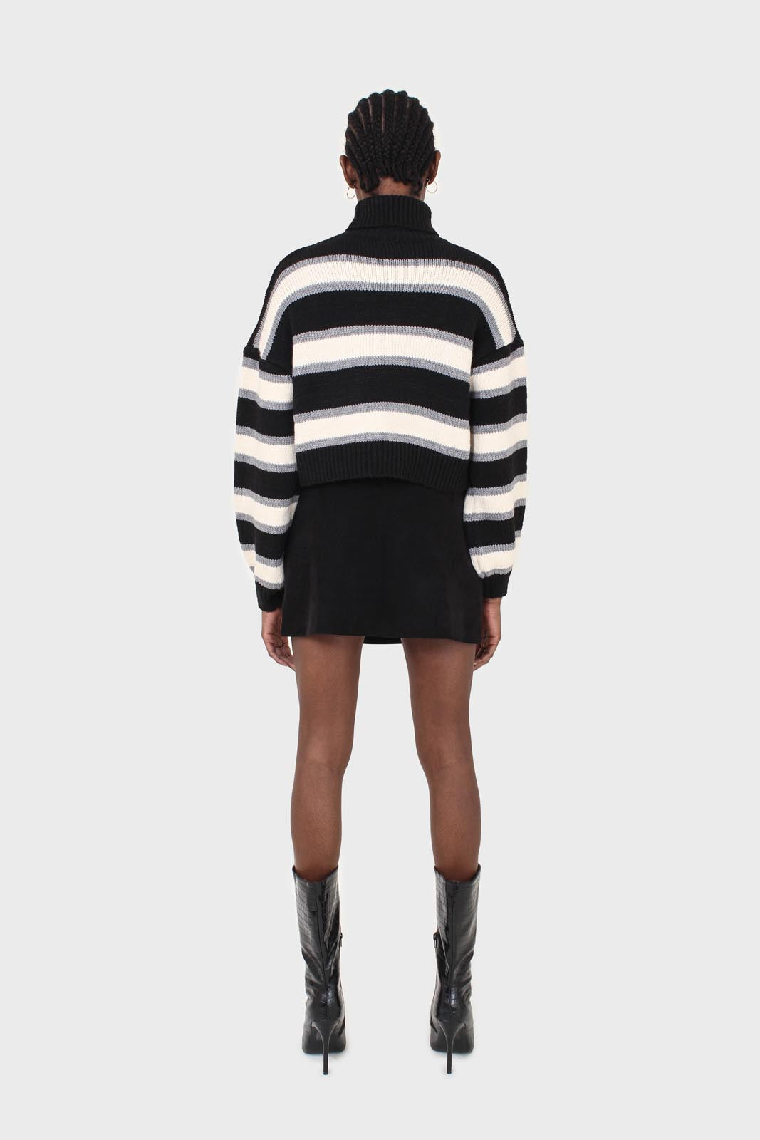 Black double button panel pocket mini skirt