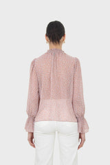 Lilac floral high neck long sleeved top