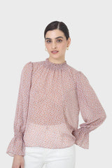 Lilac floral high neck long sleeved top