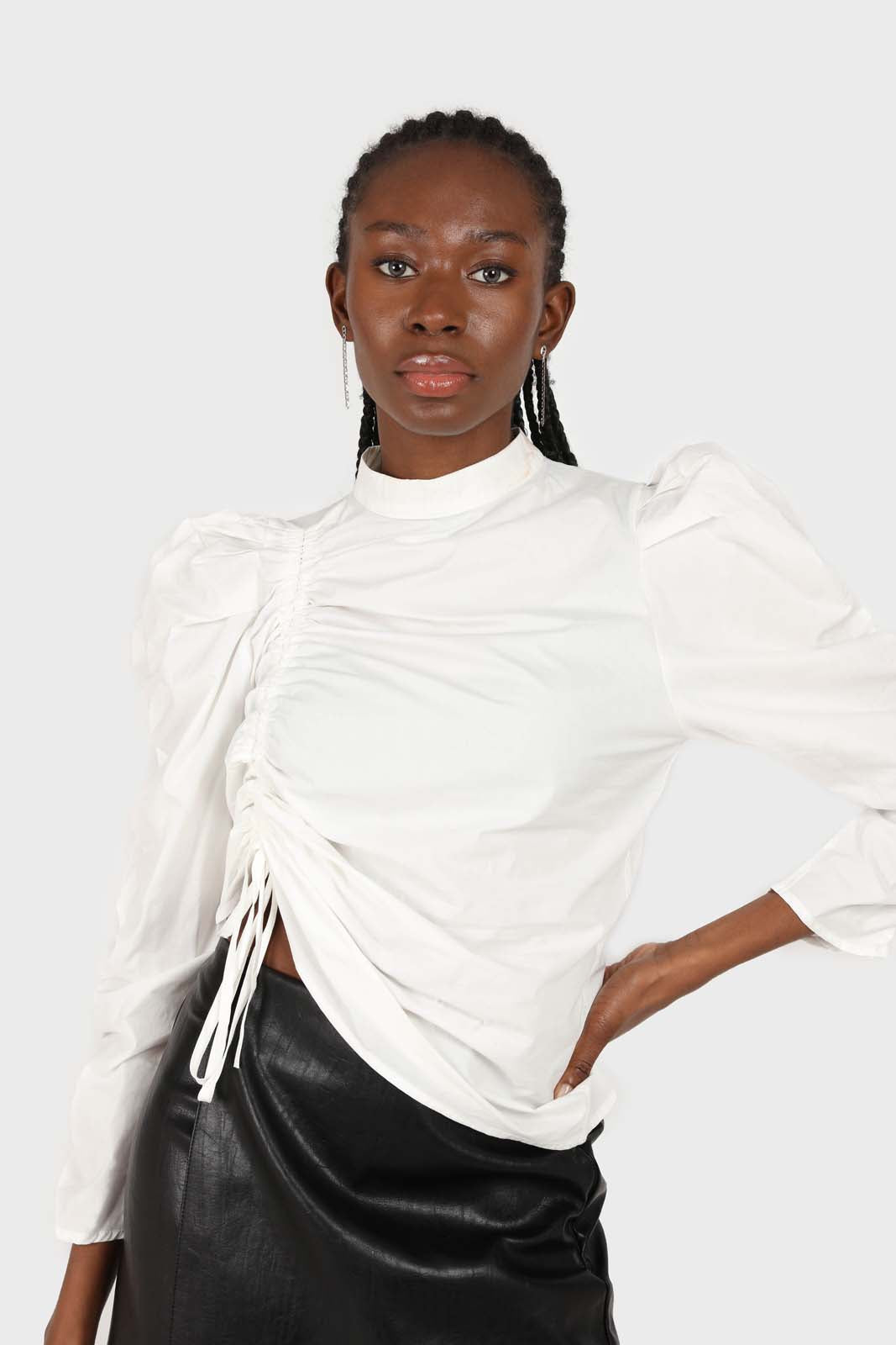 Ivory Side shirring long sleeved top