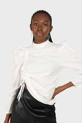 Ivory Side shirring long sleeved top