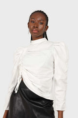 Ivory Side shirring long sleeved top