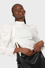 Ivory Side shirring long sleeved top