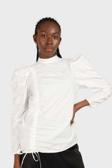 Ivory Side shirring long sleeved top