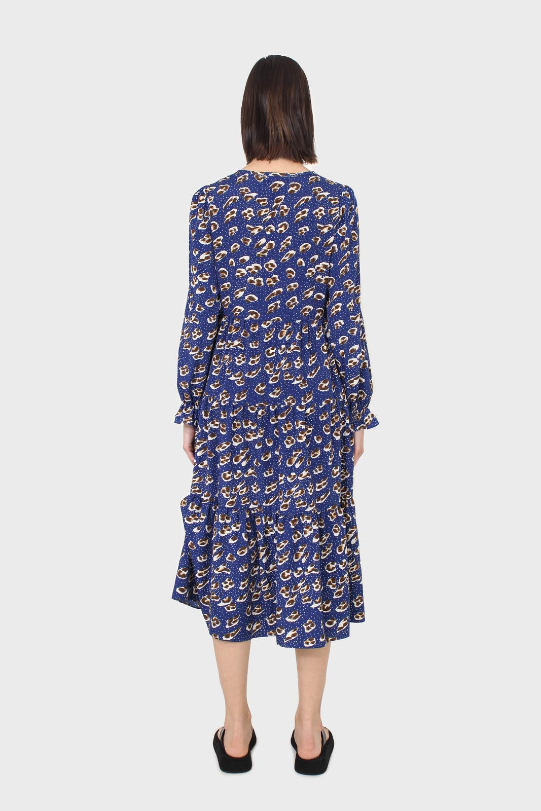 Cobalt floral printed tiered ruffle maxi dress