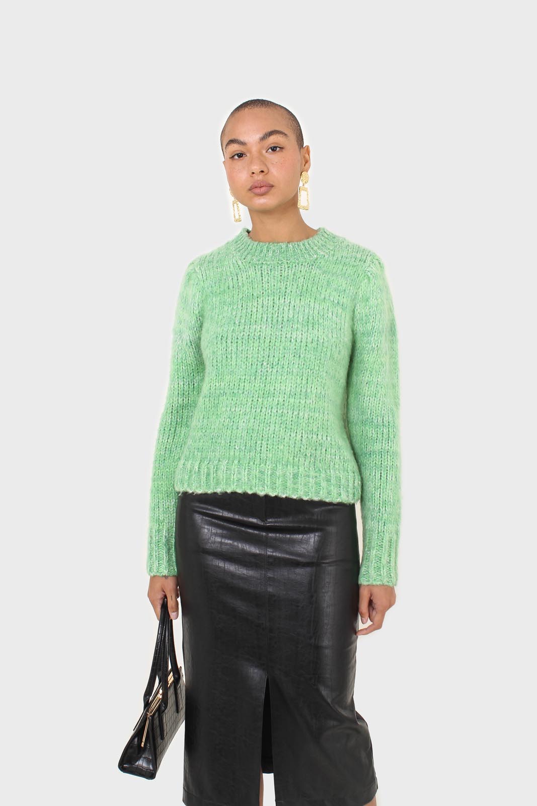 Bright green alpaca fuzzy jumper