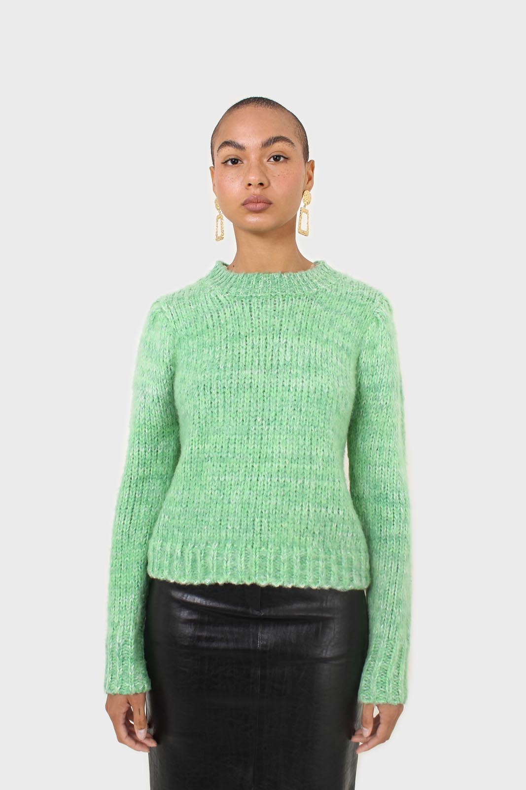 Bright green alpaca fuzzy jumper