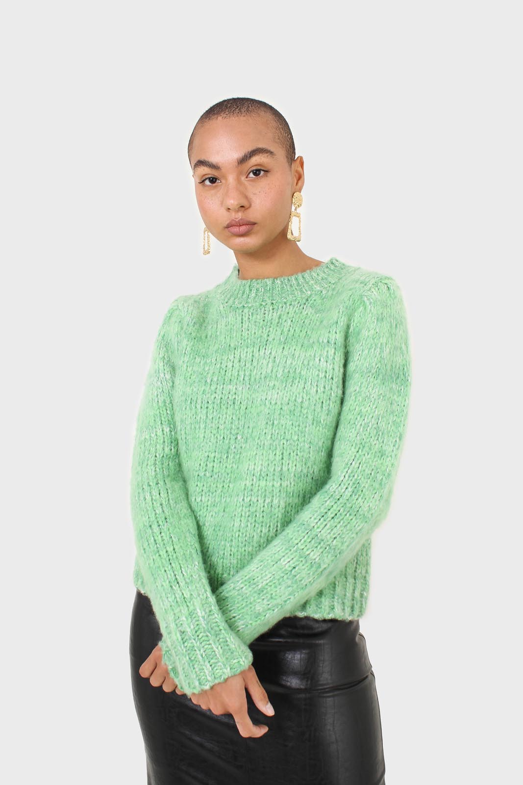 Bright green alpaca fuzzy jumper