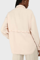 Pale pink button row silky shirt blouse