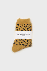 Yellow and black leopard socks