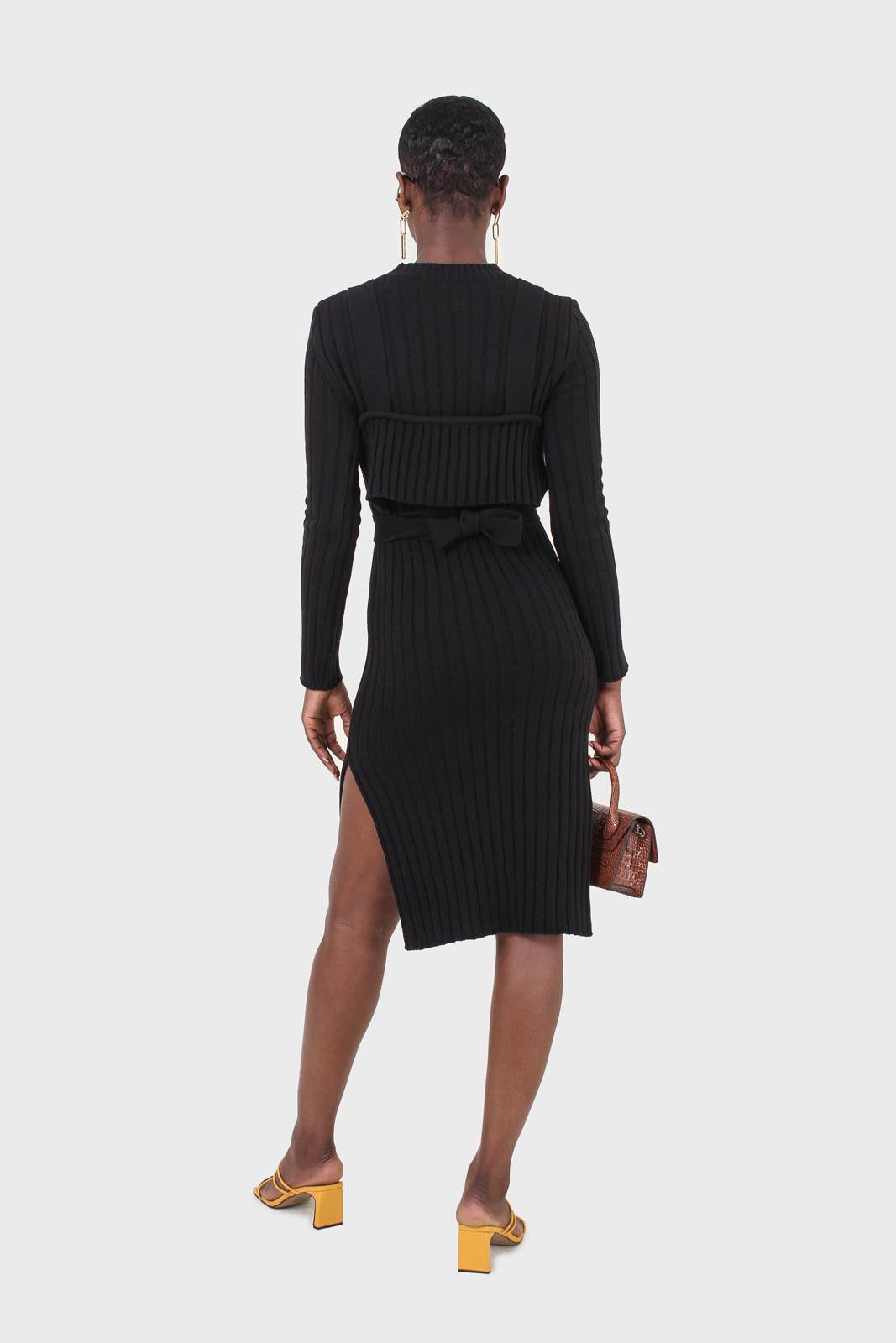 Black wool dress bustier set